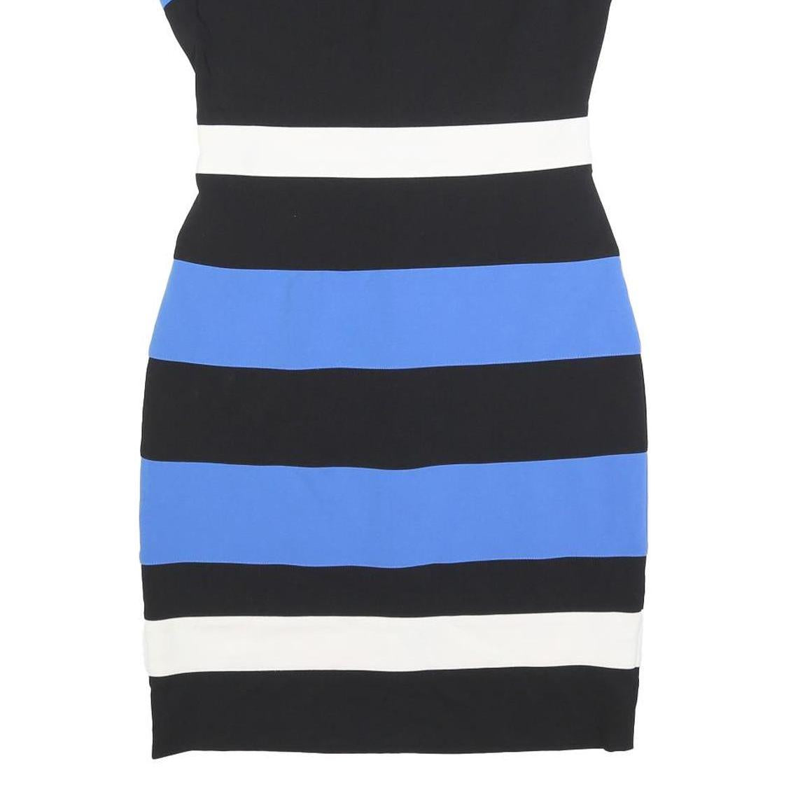 TOMMY HILFIGER Womens Blue & Black & White Striped Bodycon Polyester Dress S