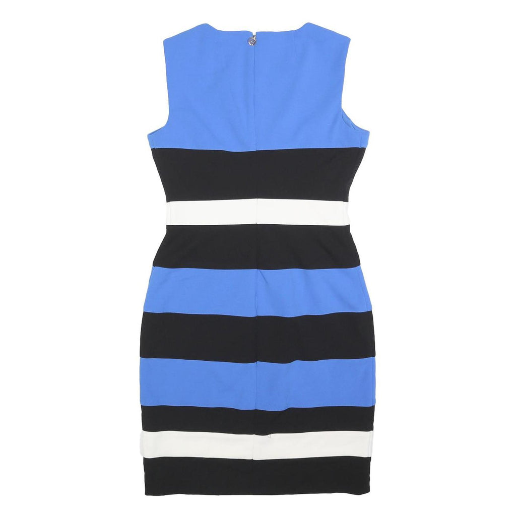 TOMMY HILFIGER Womens Blue & Black & White Striped Bodycon Polyester Dress S