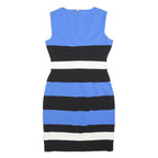 TOMMY HILFIGER Womens Blue & Black & White Striped Bodycon Polyester Dress S