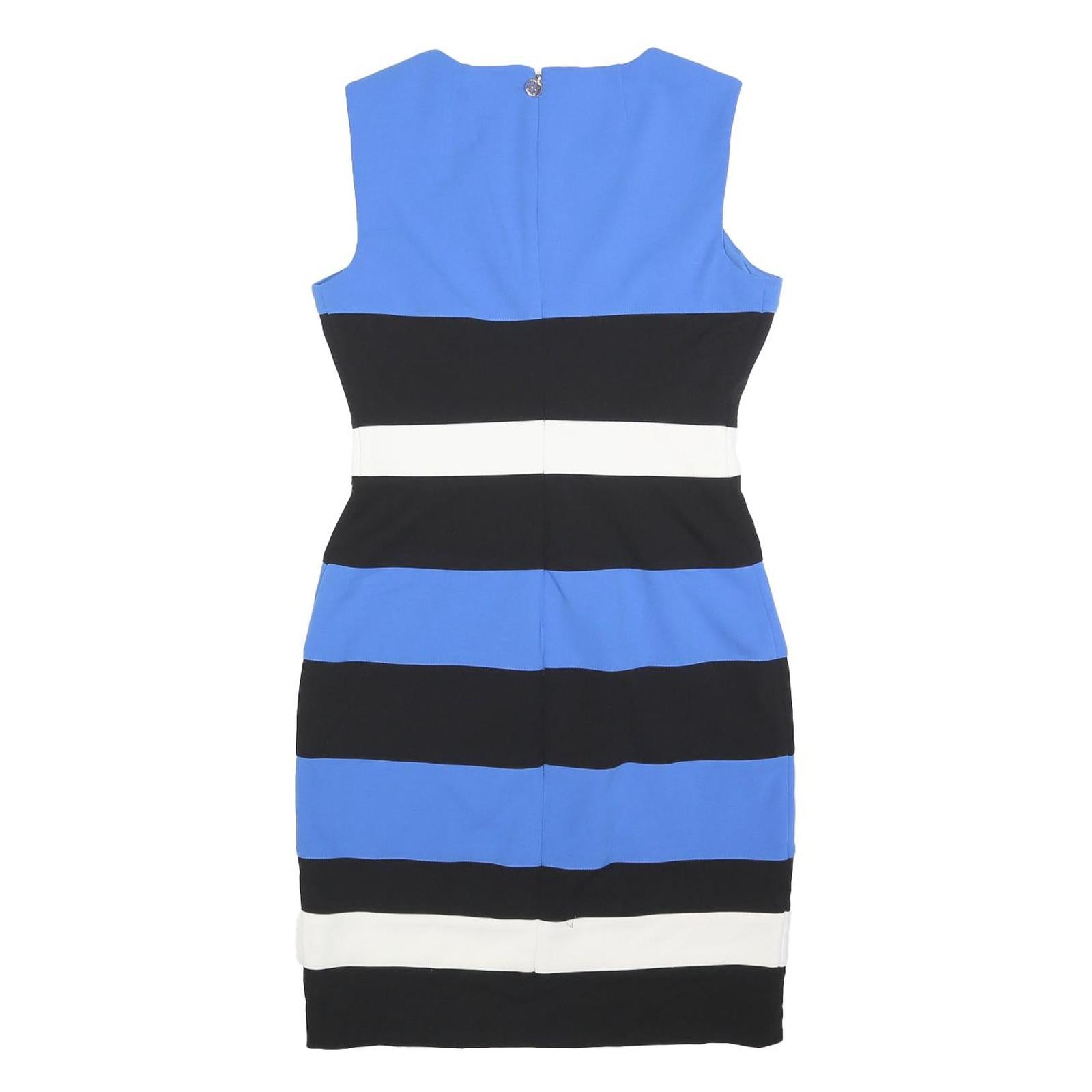 TOMMY HILFIGER Womens Blue & Black & White Striped Bodycon Polyester Dress S