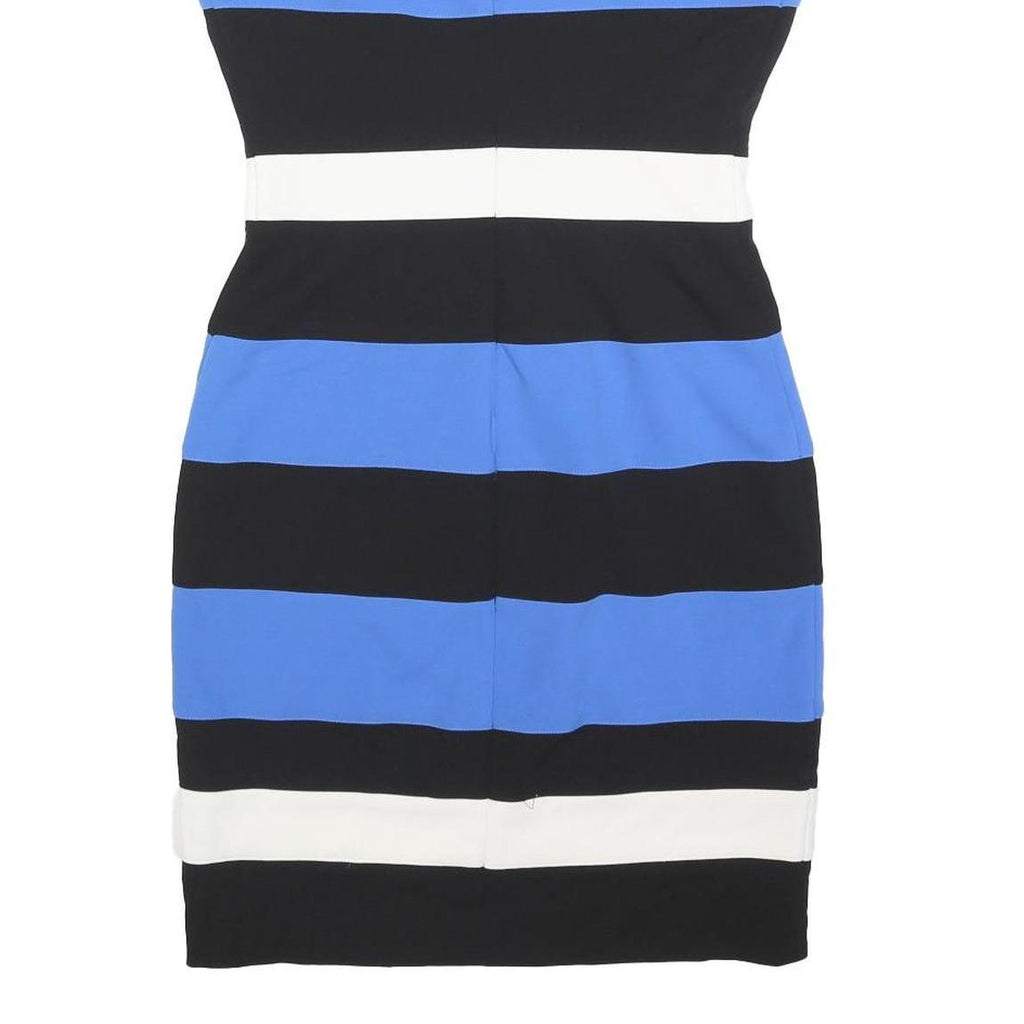 TOMMY HILFIGER Womens Blue & Black & White Striped Bodycon Polyester Dress S