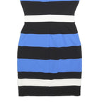 TOMMY HILFIGER Womens Blue & Black & White Striped Bodycon Polyester Dress S