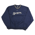 NIKE Mens Blue Brewers V-Neck Sweatshirt 2XL Polyester Pullover Sportswear