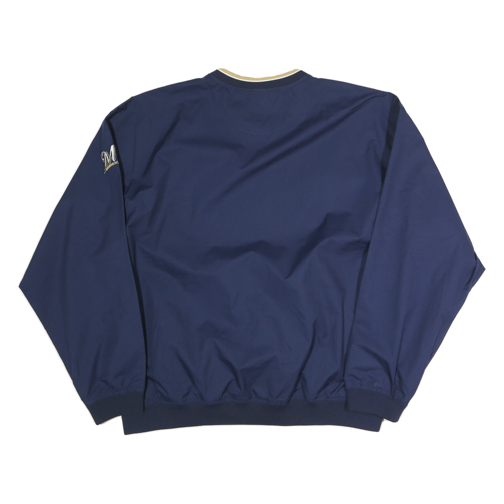 NIKE Mens Blue Brewers V-Neck Sweatshirt 2XL Polyester Pullover Sportswear