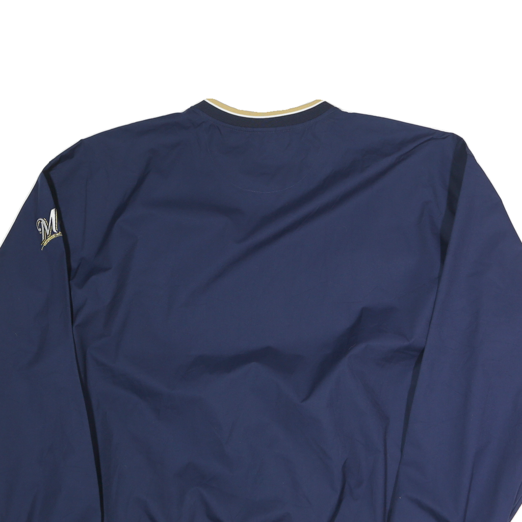 NIKE Mens Blue Brewers V-Neck Sweatshirt 2XL Polyester Pullover Sportswear