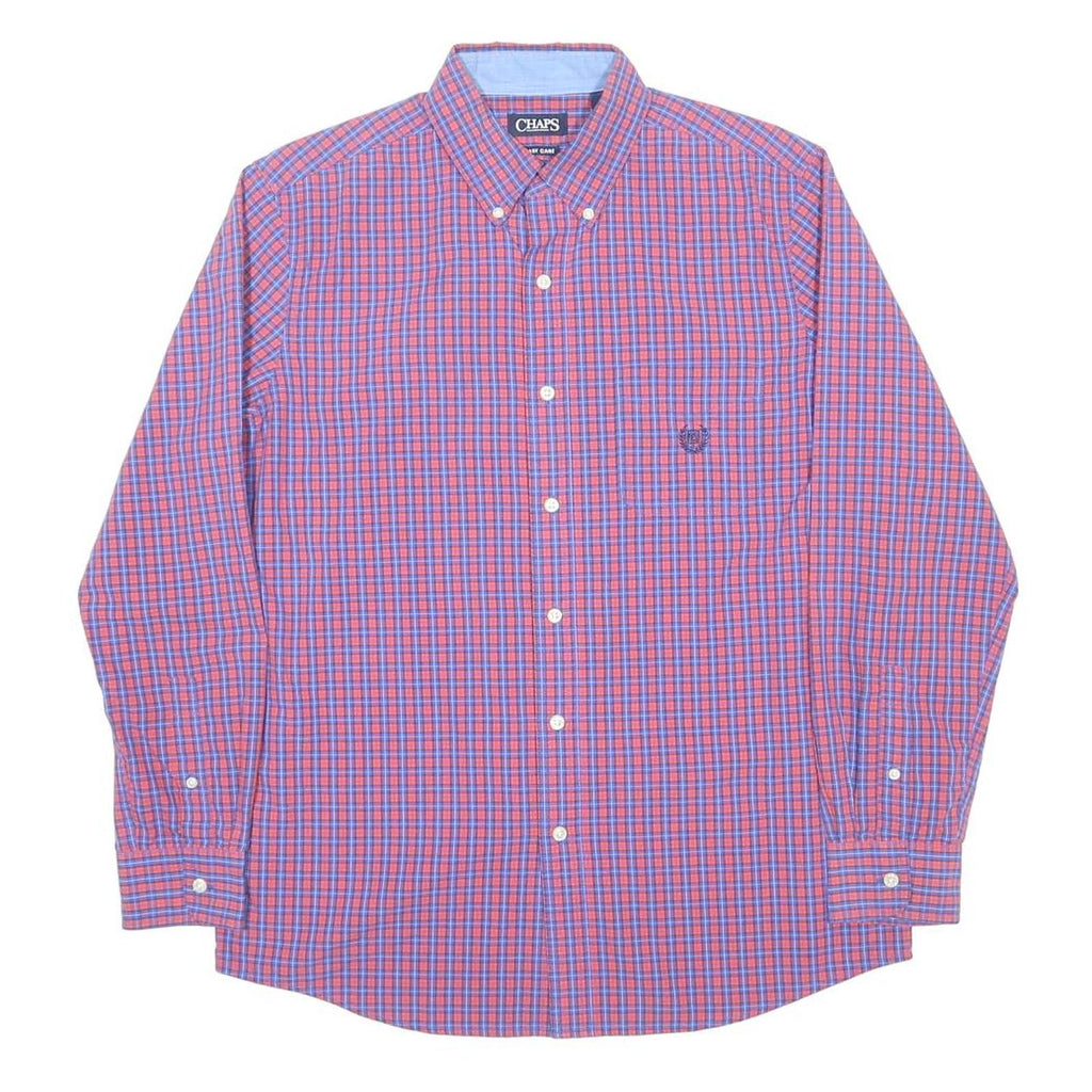 CHAPS Mens Red & Blue Check Shirt M Casual Button Down Long Sleeve