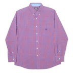 CHAPS Mens Red & Blue Check Shirt M Casual Button Down Long Sleeve
