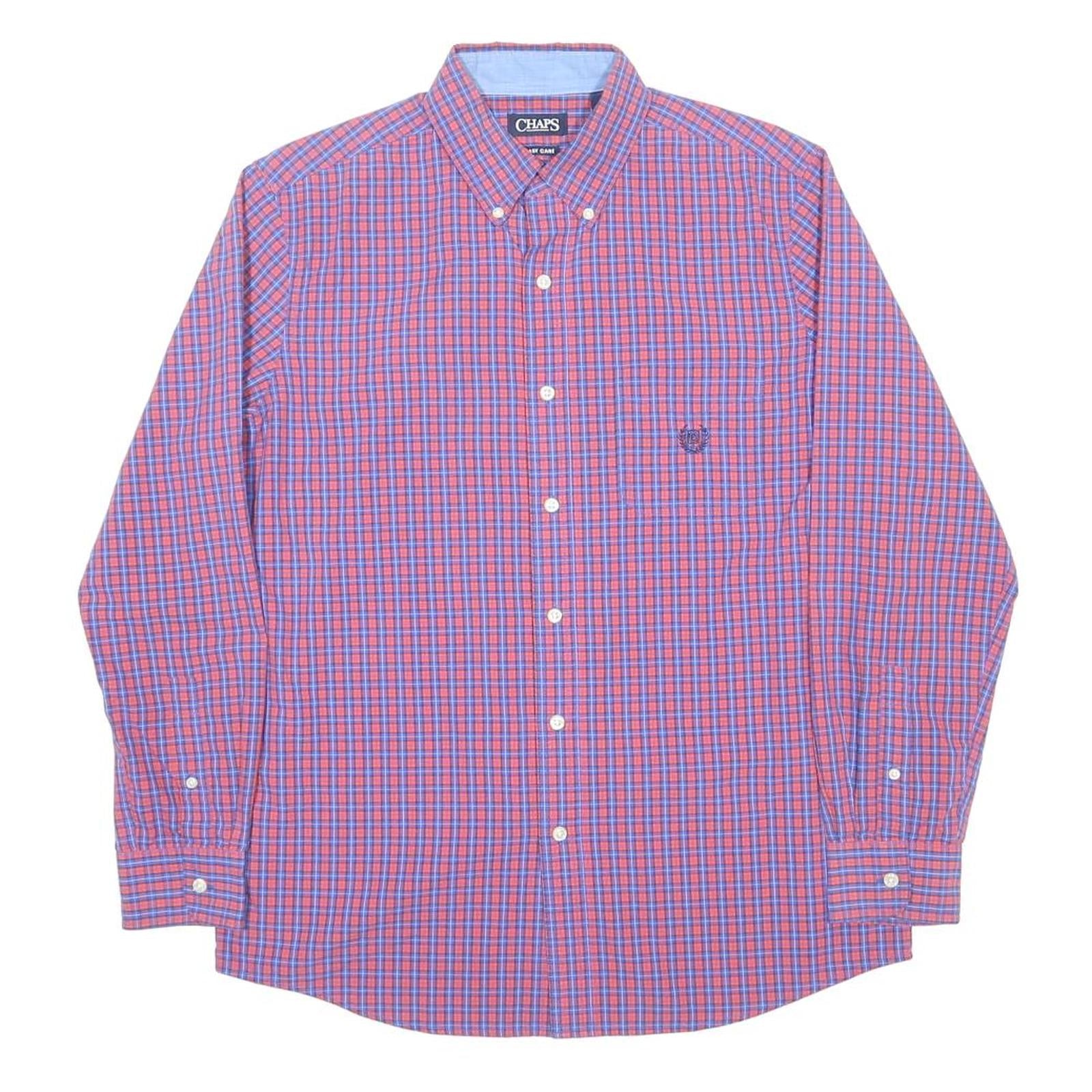 CHAPS Mens Red & Blue Check Shirt M Casual Button Down Long Sleeve