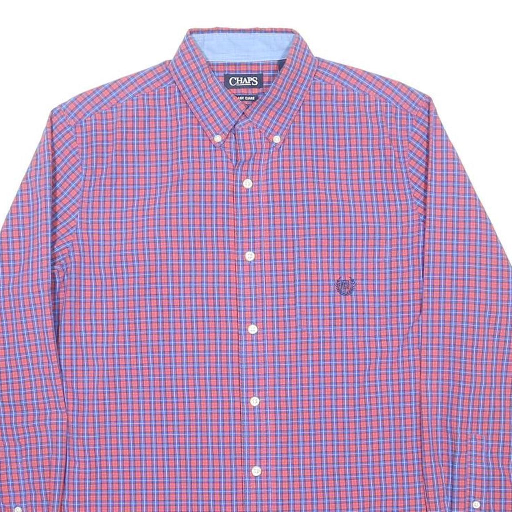 CHAPS Mens Red & Blue Check Shirt M Casual Button Down Long Sleeve