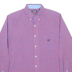 CHAPS Mens Red & Blue Check Shirt M Casual Button Down Long Sleeve