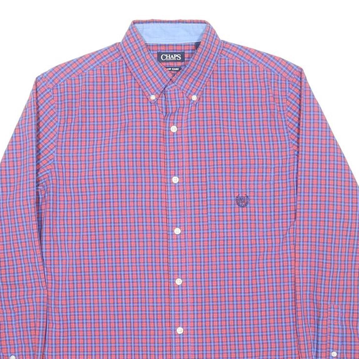 CHAPS Mens Red & Blue Check Shirt M Casual Button Down Long Sleeve