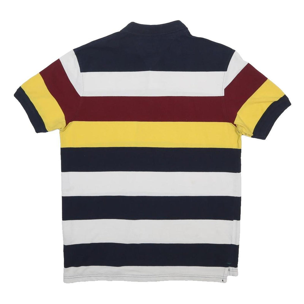 TOMMY HILFIGER Boys Navy White Maroon Yellow Striped Short Sleeve Polo Shirt 2XL