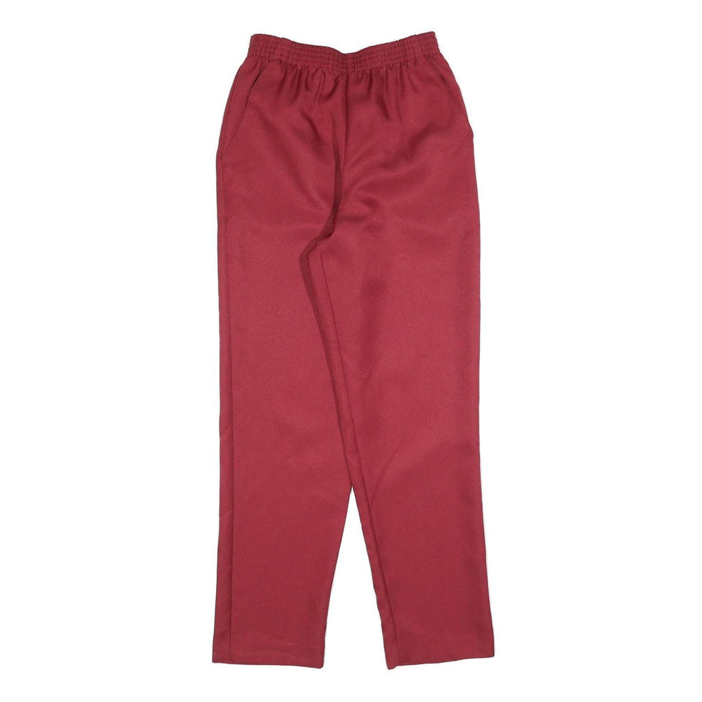 DON KENNY Womens Relaxed Red Polyester Trousers W25 L28 Elastic Waist Casual
