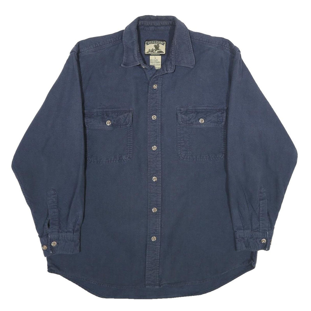 FIELD & STREAM Mens Blue Cotton Long Sleeve Shirt L Casual Button Front