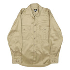 HAJK Mens Beige Cotton Military Jacket S Button Plain Casual Style