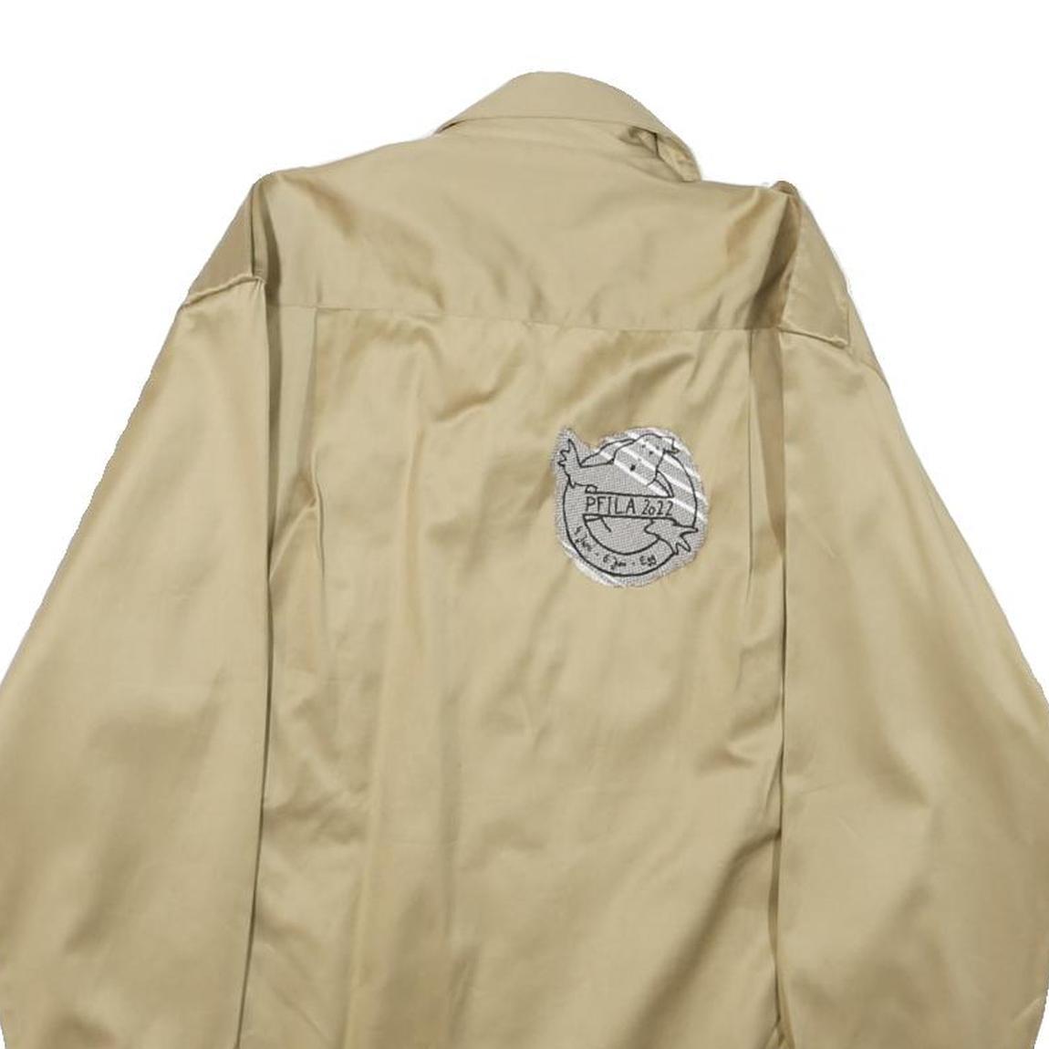 HAJK Mens Beige Cotton Military Jacket S Button Plain Casual Style