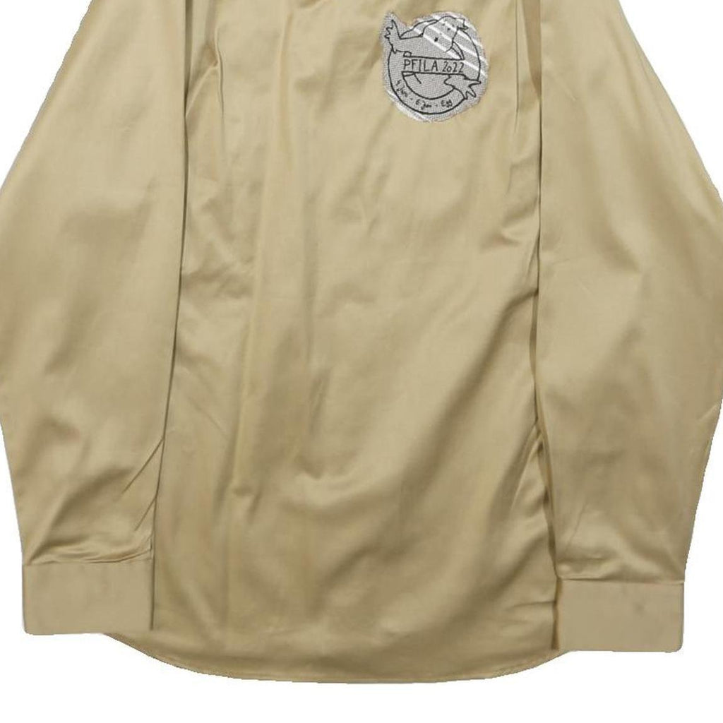 HAJK Mens Beige Cotton Military Jacket S Button Plain Casual Style