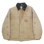 CARHARTT Mens Beige & Black Workwear Zip Jacket L Cotton Plain Durable