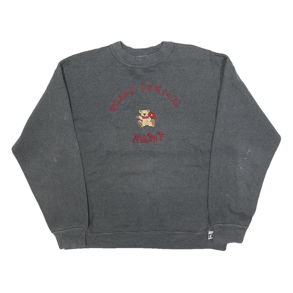 LOGO 7 Womens Grey Beary Special Aunt Crew Neck L Cotton Blend Sweatshirt