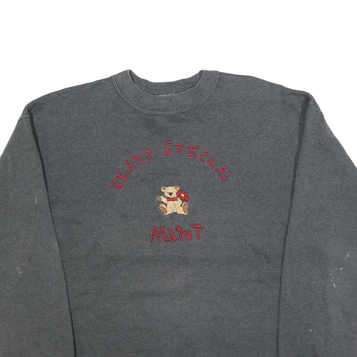 LOGO 7 Womens Grey Beary Special Aunt Crew Neck L Cotton Blend Sweatshirt
