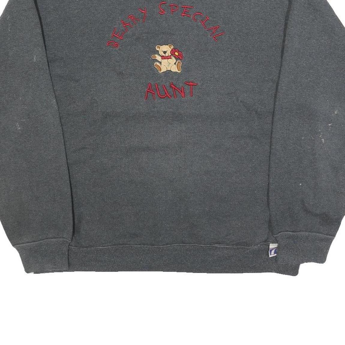 LOGO 7 Womens Grey Beary Special Aunt Crew Neck L Cotton Blend Sweatshirt