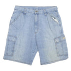 WRANGLER Mens Denim Cargo Shorts Light Blue Size L W33 Casual Cotton Blend
