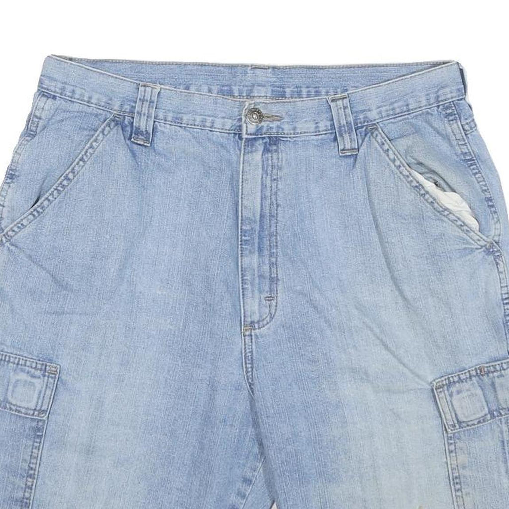 WRANGLER Mens Denim Cargo Shorts Light Blue Size L W33 Casual Cotton Blend
