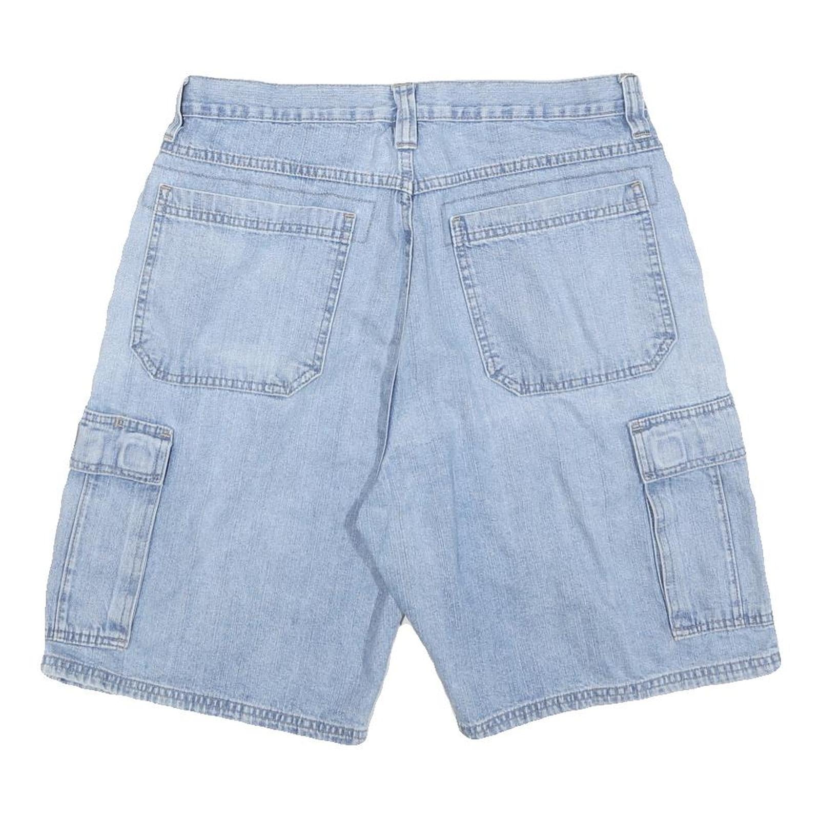 WRANGLER Mens Denim Cargo Shorts Light Blue Size L W33 Casual Cotton Blend