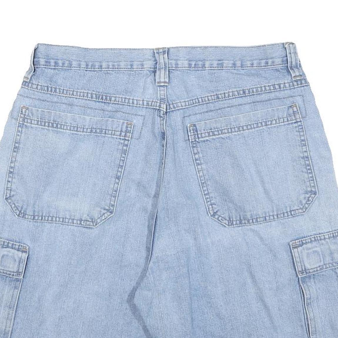 WRANGLER Mens Denim Cargo Shorts Light Blue Size L W33 Casual Cotton Blend