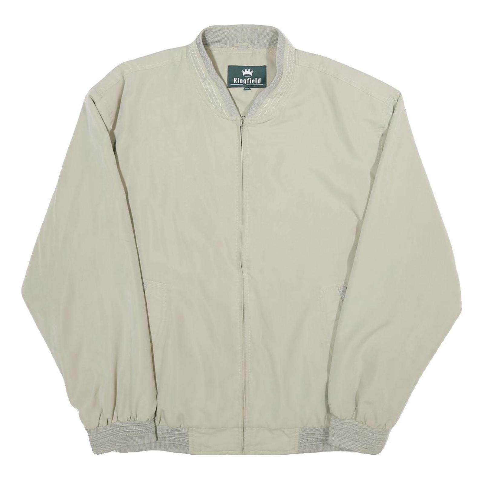 KINGFIELD Mens Beige Zip Up Polyester Bomber Jacket XL Woven Casual Outerwear