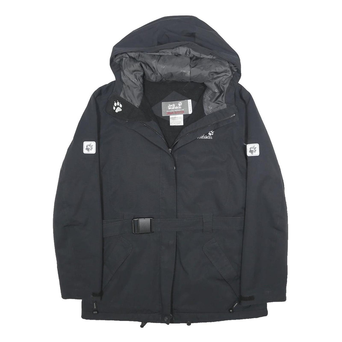 JACK WOLFSKIN Womens Black Outdoor Jacket M Polyamide Hooded Zip