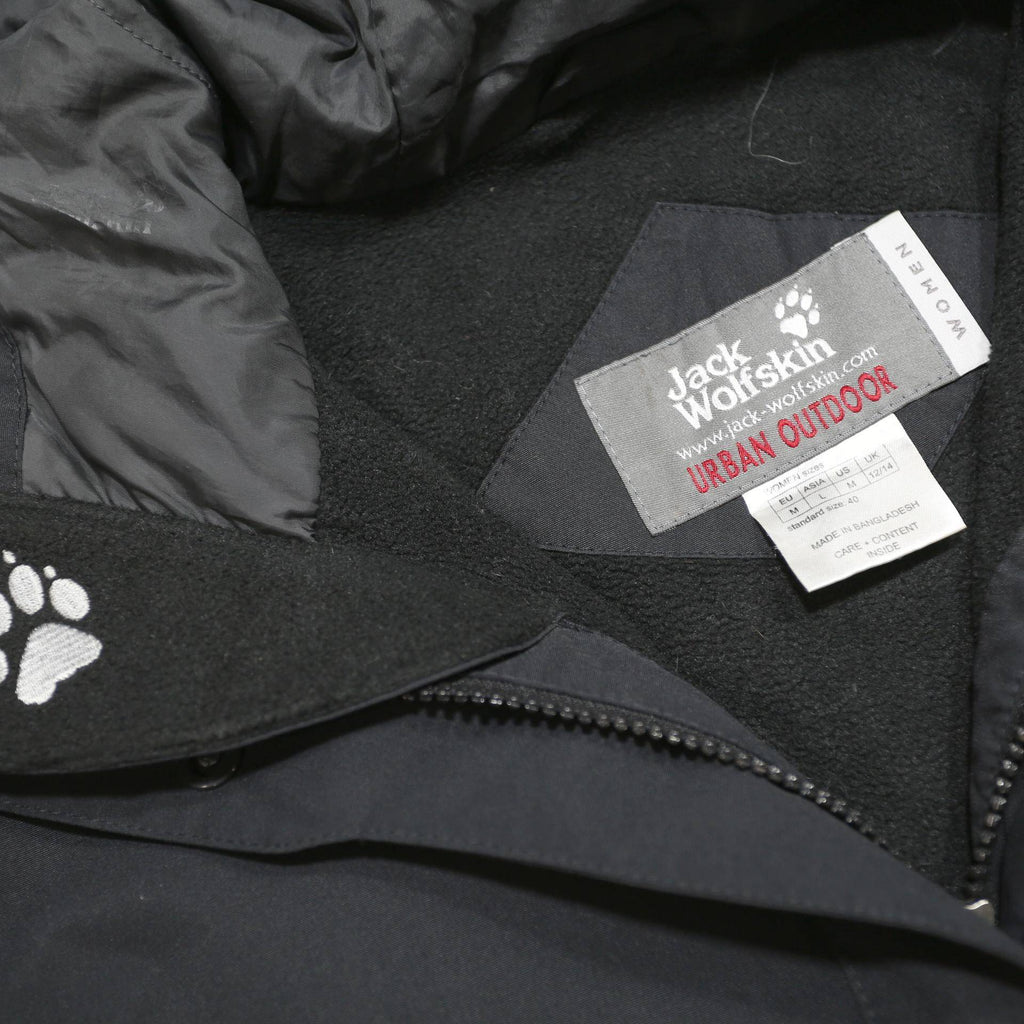 JACK WOLFSKIN Womens Black Outdoor Jacket M Polyamide Hooded Zip
