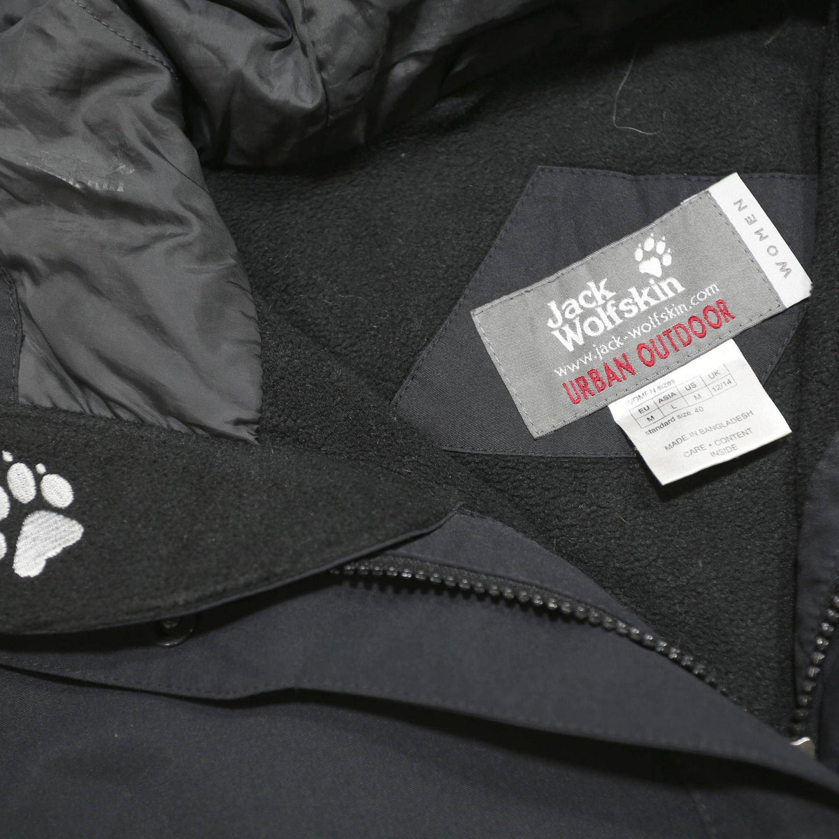 JACK WOLFSKIN Womens Black Outdoor Jacket M Polyamide Hooded Zip