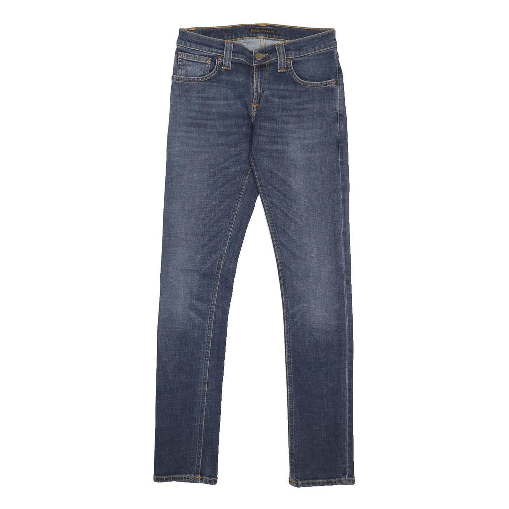 NUDIE JEANS Mens Slim Blue Denim Medium Wash Slim Fit Skinny W26 L30 Stretch Zip