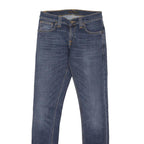 NUDIE JEANS Mens Slim Blue Denim Medium Wash Slim Fit Skinny W26 L30 Stretch Zip