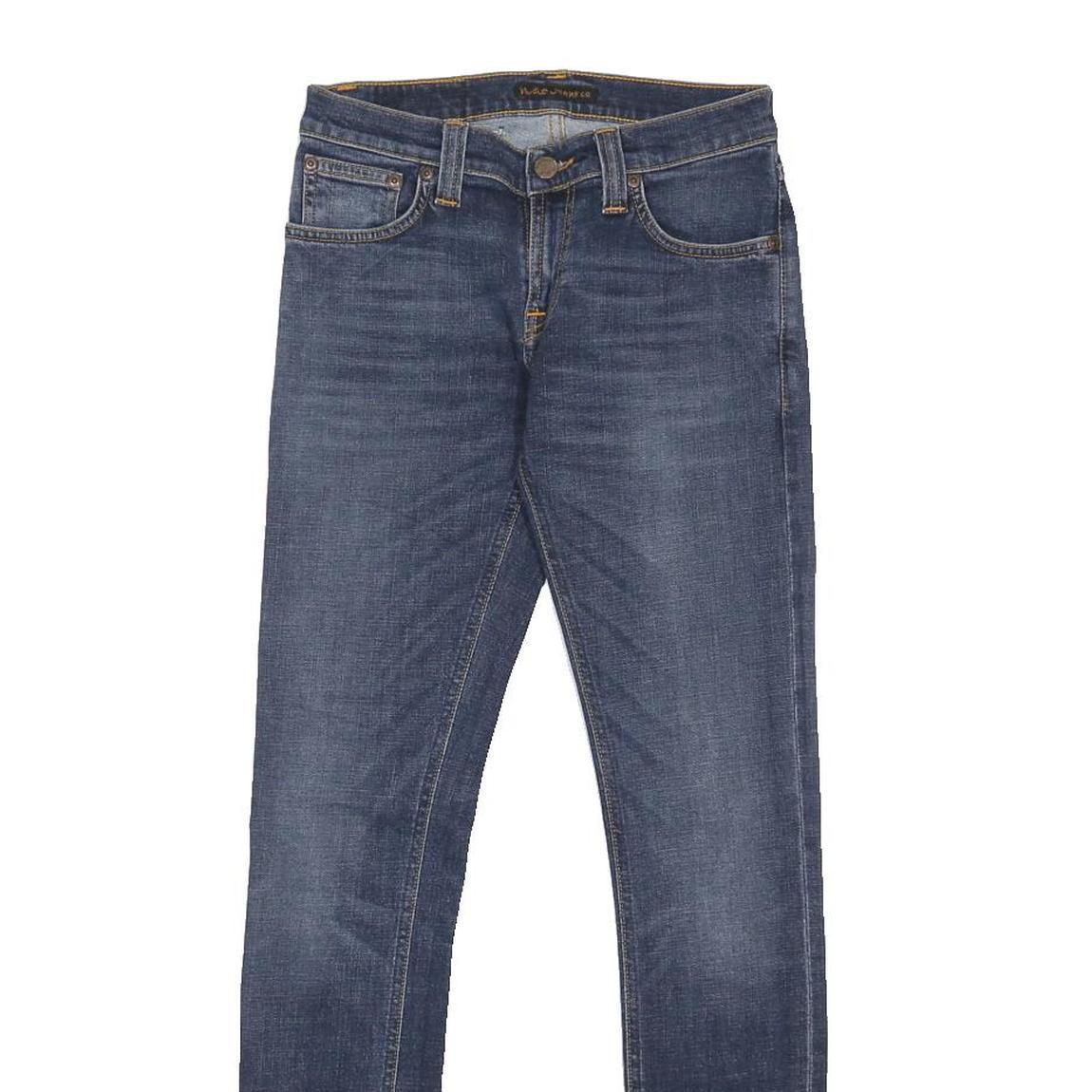 NUDIE JEANS Mens Slim Blue Denim Medium Wash Slim Fit Skinny W26 L30 Stretch Zip
