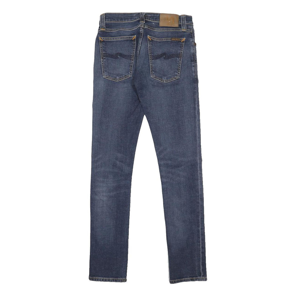 NUDIE JEANS Mens Slim Blue Denim Medium Wash Slim Fit Skinny W26 L30 Stretch Zip