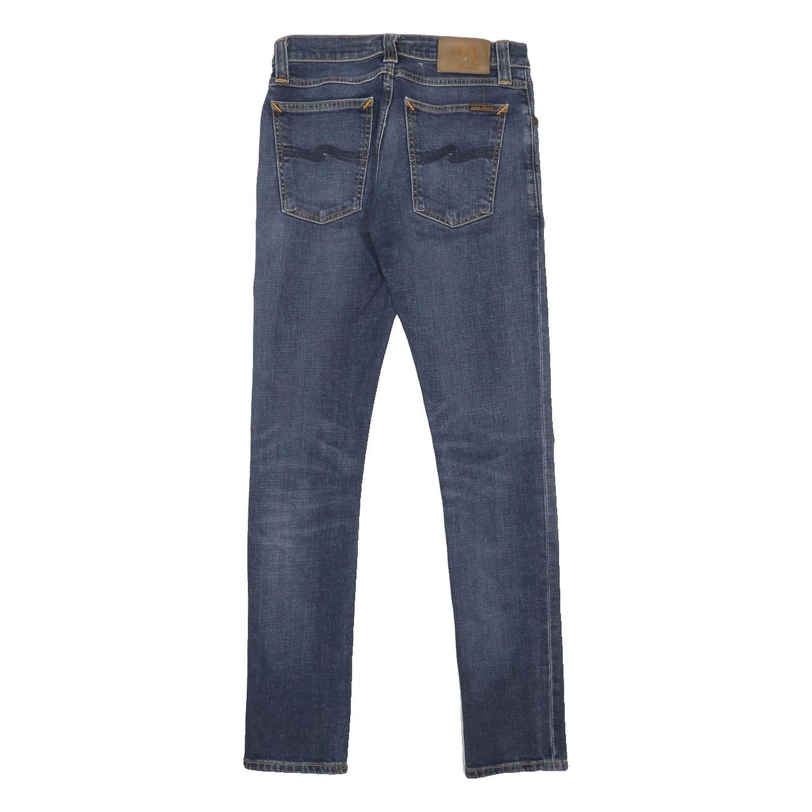NUDIE JEANS Mens Slim Blue Denim Medium Wash Slim Fit Skinny W26 L30 Stretch Zip