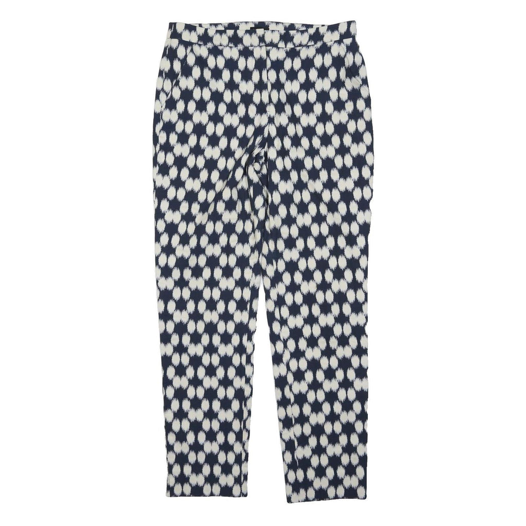 JAEGER Womens Cotton Blend Blue & White Regular Fit Straight Trousers W30 L27