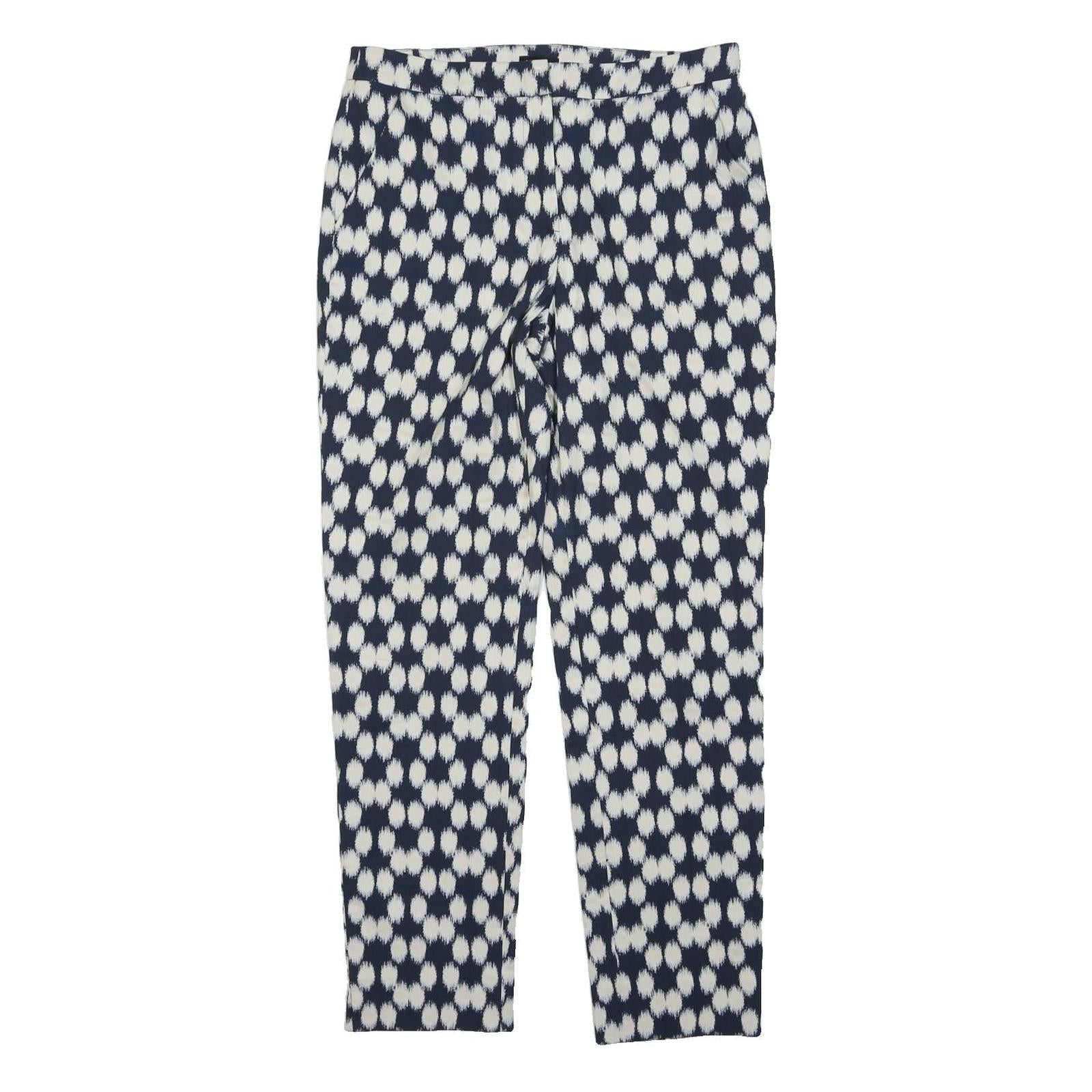 JAEGER Womens Cotton Blend Blue & White Regular Fit Straight Trousers W30 L27