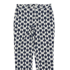JAEGER Womens Cotton Blend Blue & White Regular Fit Straight Trousers W30 L27