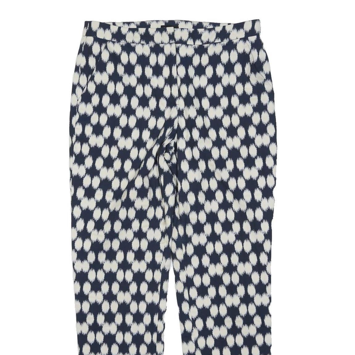 JAEGER Womens Cotton Blend Blue & White Regular Fit Straight Trousers W30 L27