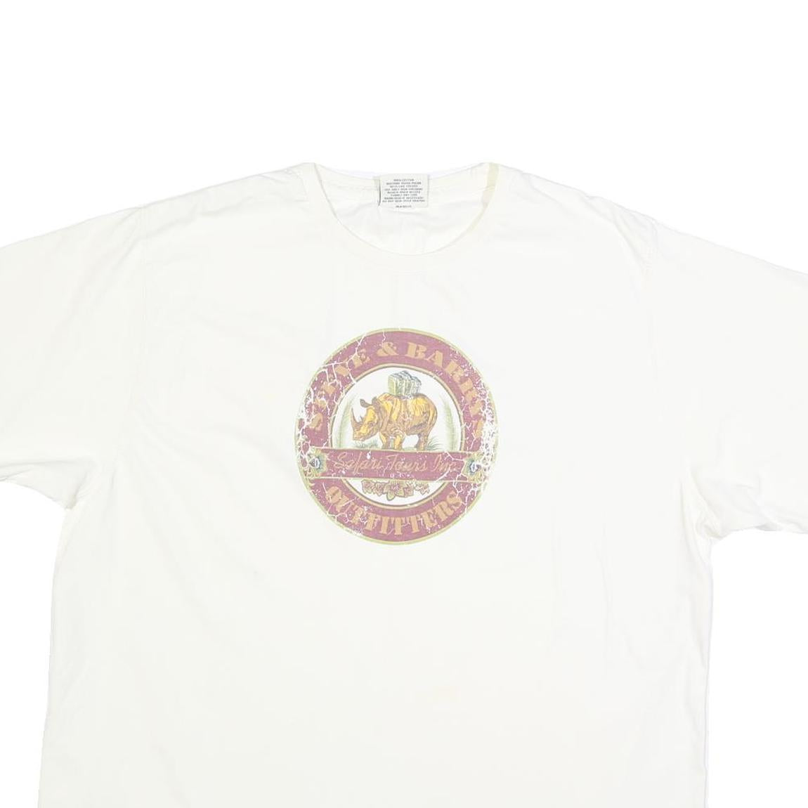 STEVE & BARRYS Mens White Safari Logo Graphic T-Shirt XL Crew Neck Short Sleeve