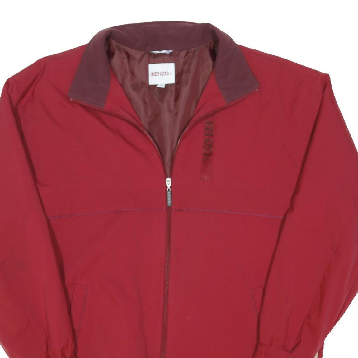 KENZO Mens Red & Burgundy Polyester Blend Zip Jacket L Casual Lightweight