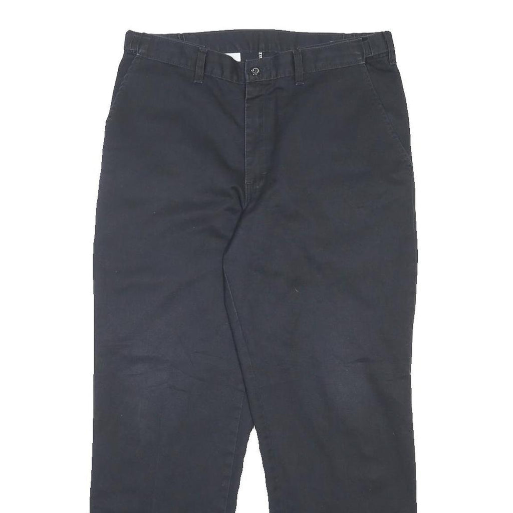 DICKIES Mens Cotton Blend Black Relaxed Straight Trousers W34 L30 Workwear