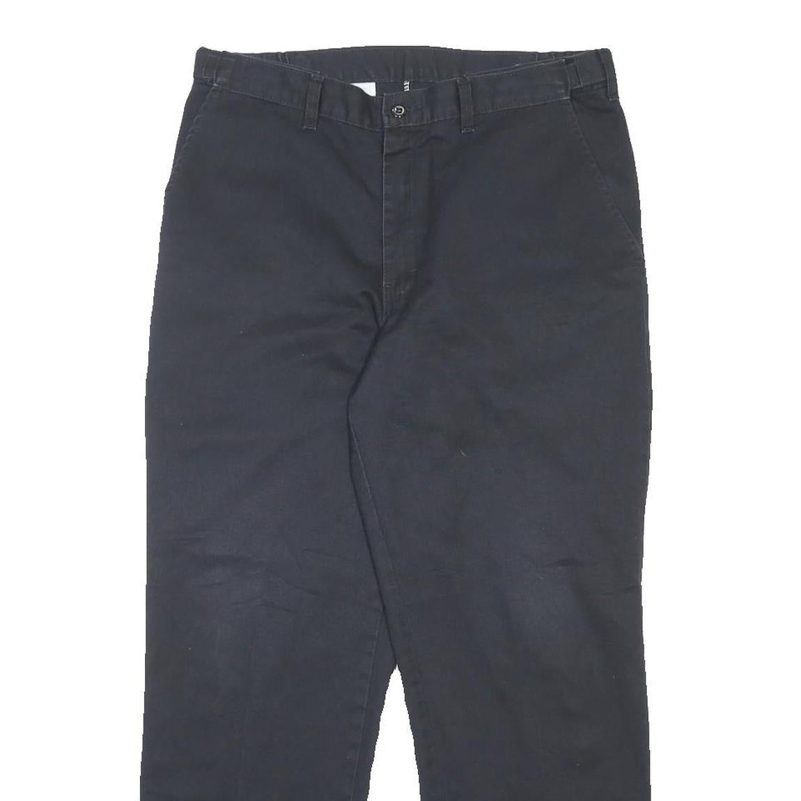 DICKIES Mens Cotton Blend Black Relaxed Straight Trousers W34 L30 Workwear