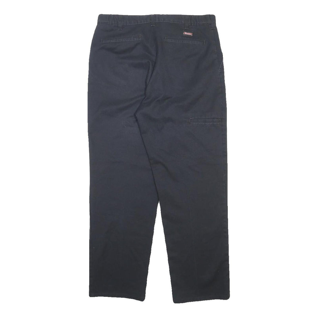 DICKIES Mens Cotton Blend Black Relaxed Straight Trousers W34 L30 Workwear
