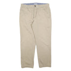 NAUTICA Mens Regular Fit Beige Cotton Blend Trousers W34 L30 Classic Zip