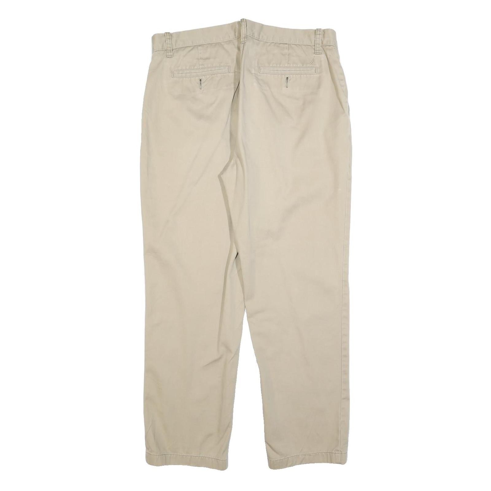 NAUTICA Mens Regular Fit Beige Cotton Blend Trousers W34 L30 Classic Zip