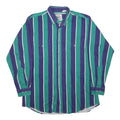 MID-WEST GARMENT CO Mens Blue & Green Striped Cotton Blend Shirt L Casual